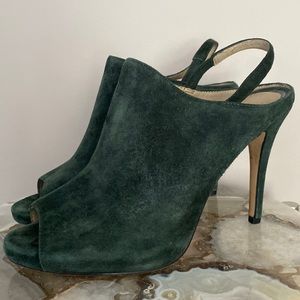 WHBM green suede heel, size 8.5